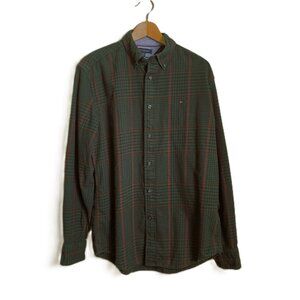 Tommy Hilfiger Men’s Green & Red Plaid Button-Down Shirt – Size M